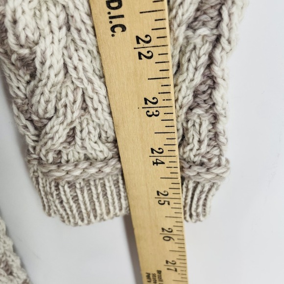Aran Crafts Cardigan Sweater Women Ireland Merino Wool Neutral LONG Edge to Edge - Picture 14 of 16